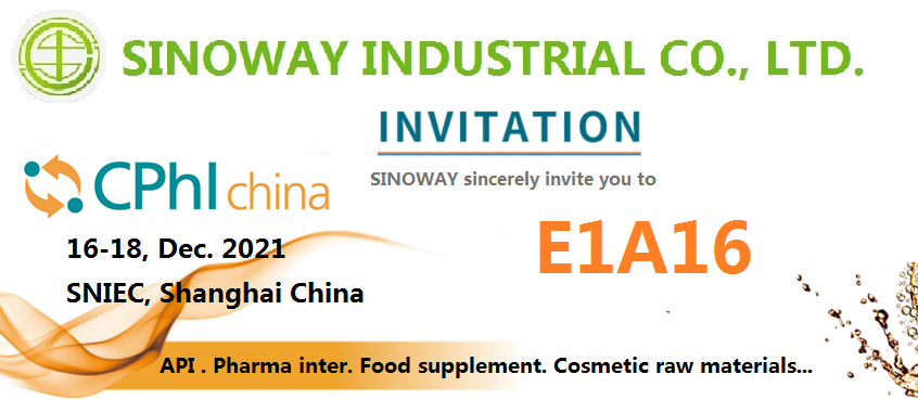 Sinoway искренне приглашает вас посетить наш стенд E1A16 на выставке CPhI China 2021.
